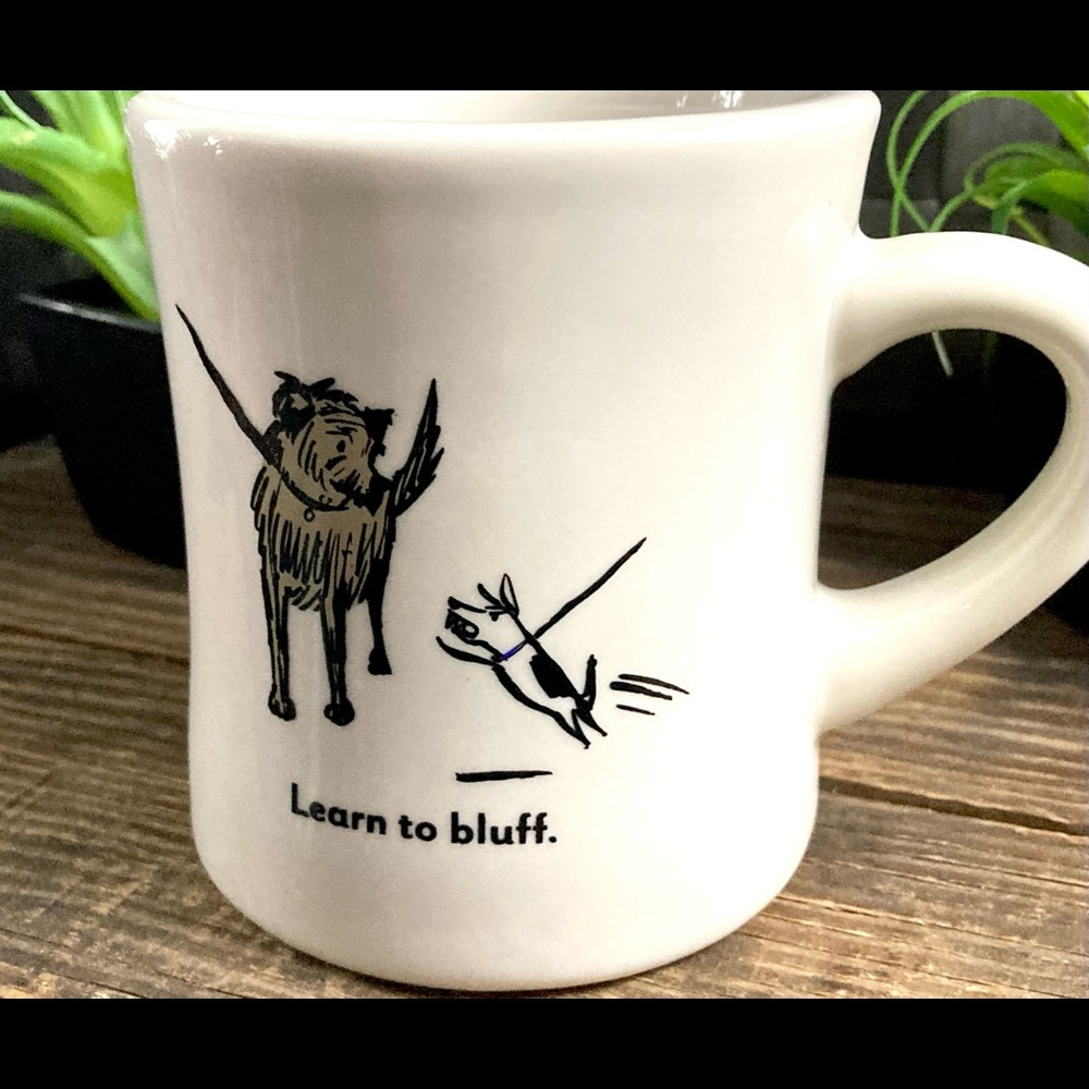 Vintage Restaurant Ware Bad Dog Wisdom Learn To Bluff | Heavy Ceramic Mug Cup - Picture 6 of 10